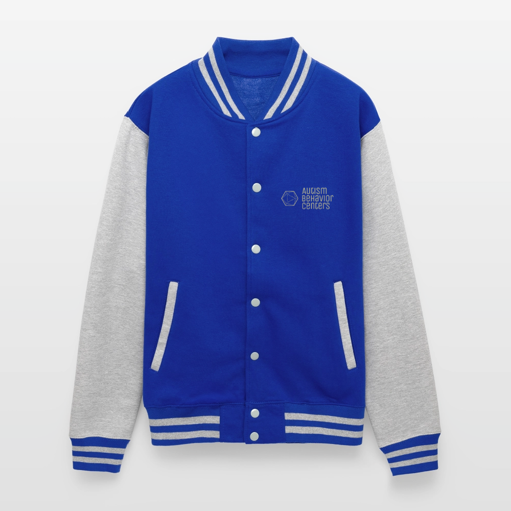 Just Hoods Heavyweight Letterman Jacket - royal/heather grey
