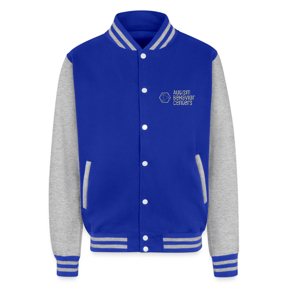 Just Hoods Heavyweight Letterman Jacket - royal/heather grey