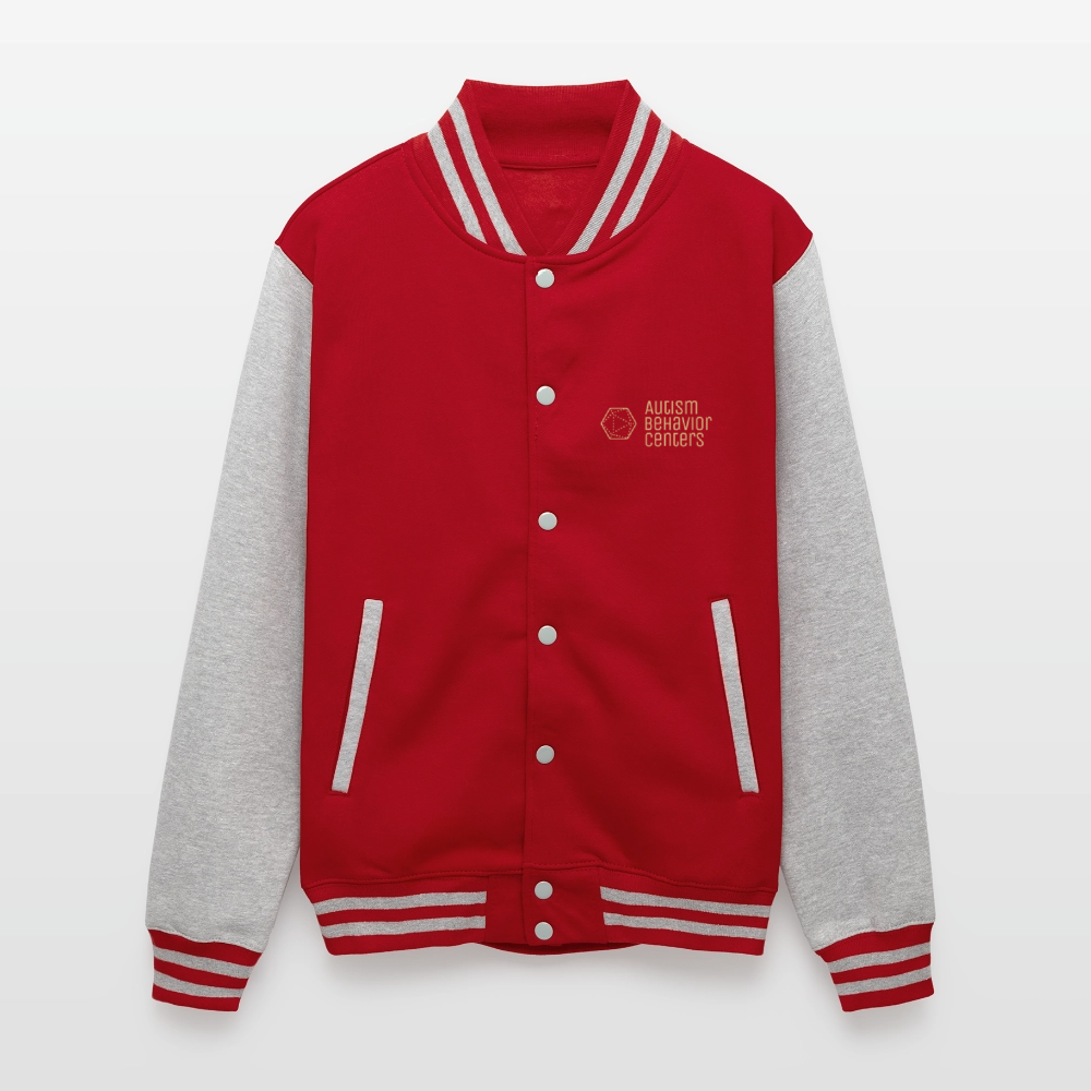 Just Hoods Heavyweight Letterman Jacket - red/heather grey