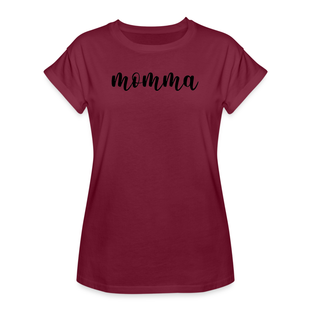 Women's Relaxed Fit T-Shirt- MOMMA - burgundy