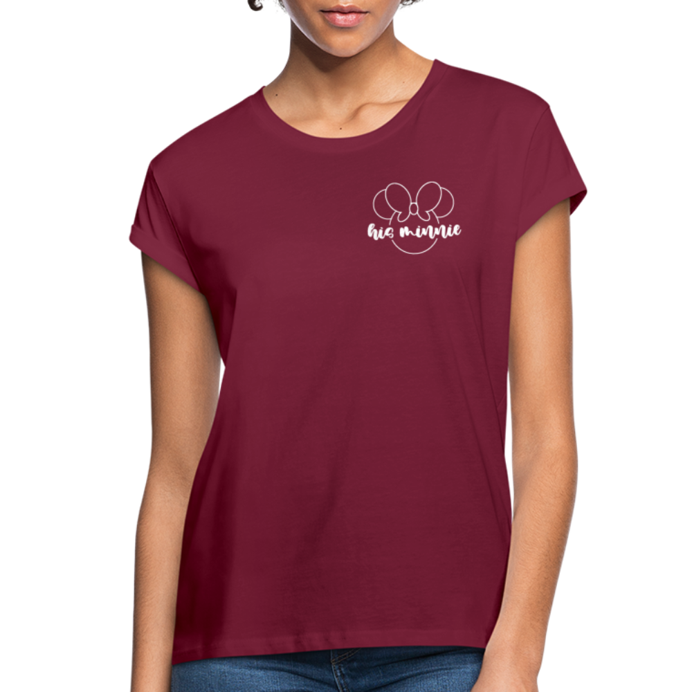 Women's Relaxed Fit T-Shirt-DL_HIS MINNIE_WHITE - burgundy