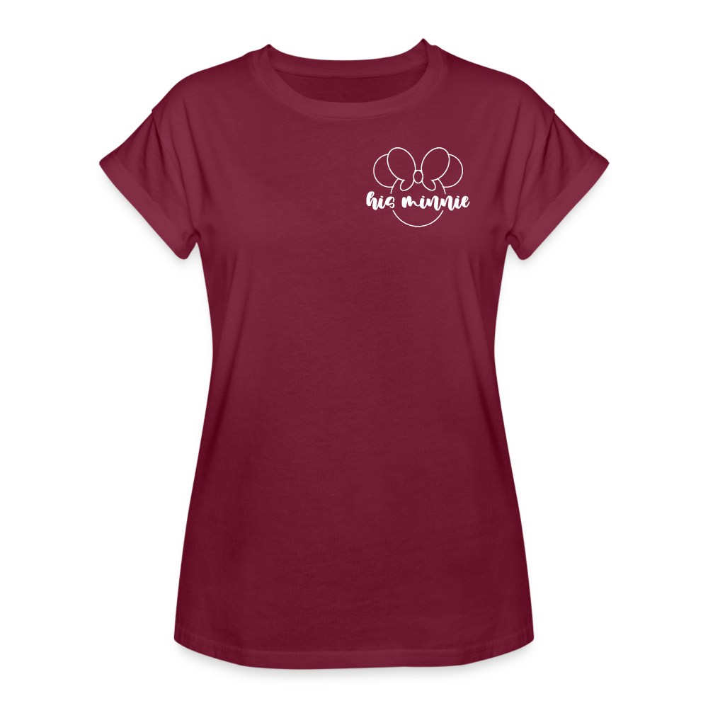 Women's Relaxed Fit T-Shirt-DL_HIS MINNIE_WHITE - burgundy