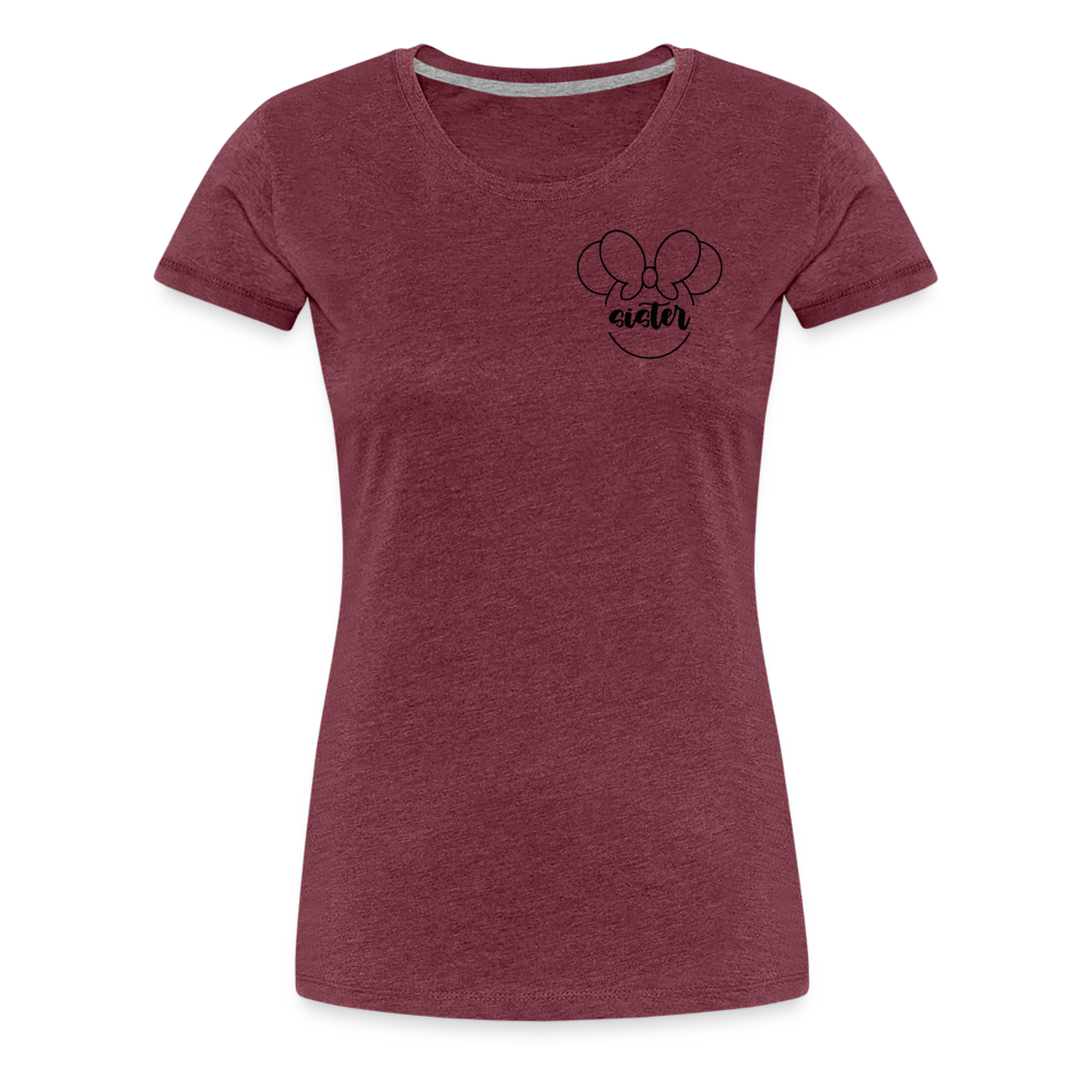Women’s Premium T-Shirt BN MINNIE SISTER BLACK - heather burgundy