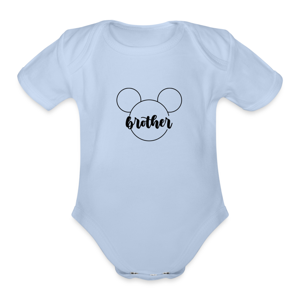 Organic Short Sleeve Baby Bodysuit MICKEY BROTHER BLACK - sky