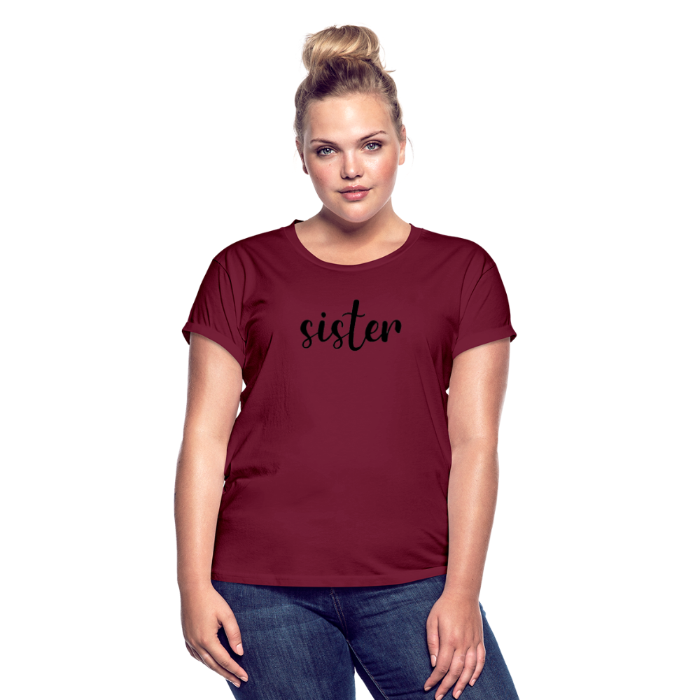 Women's Relaxed Fit T-Shirt-SISTER - burgundy