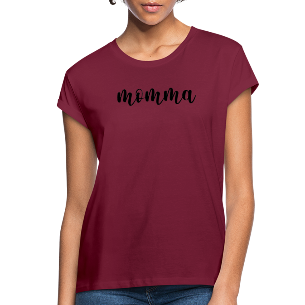 Women's Relaxed Fit T-Shirt- MOMMA - burgundy
