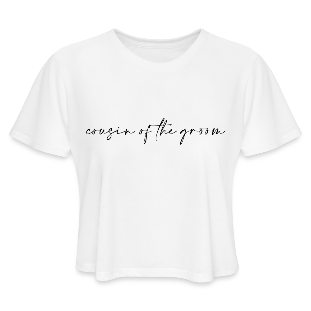 Women's Cropped T-Shirt-AC -COUSIN OF THE GROOM - white