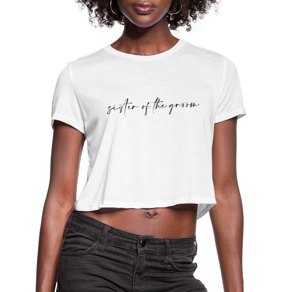 Women's Cropped T-Shirt-AC -SISTER OF THE GROOM - white