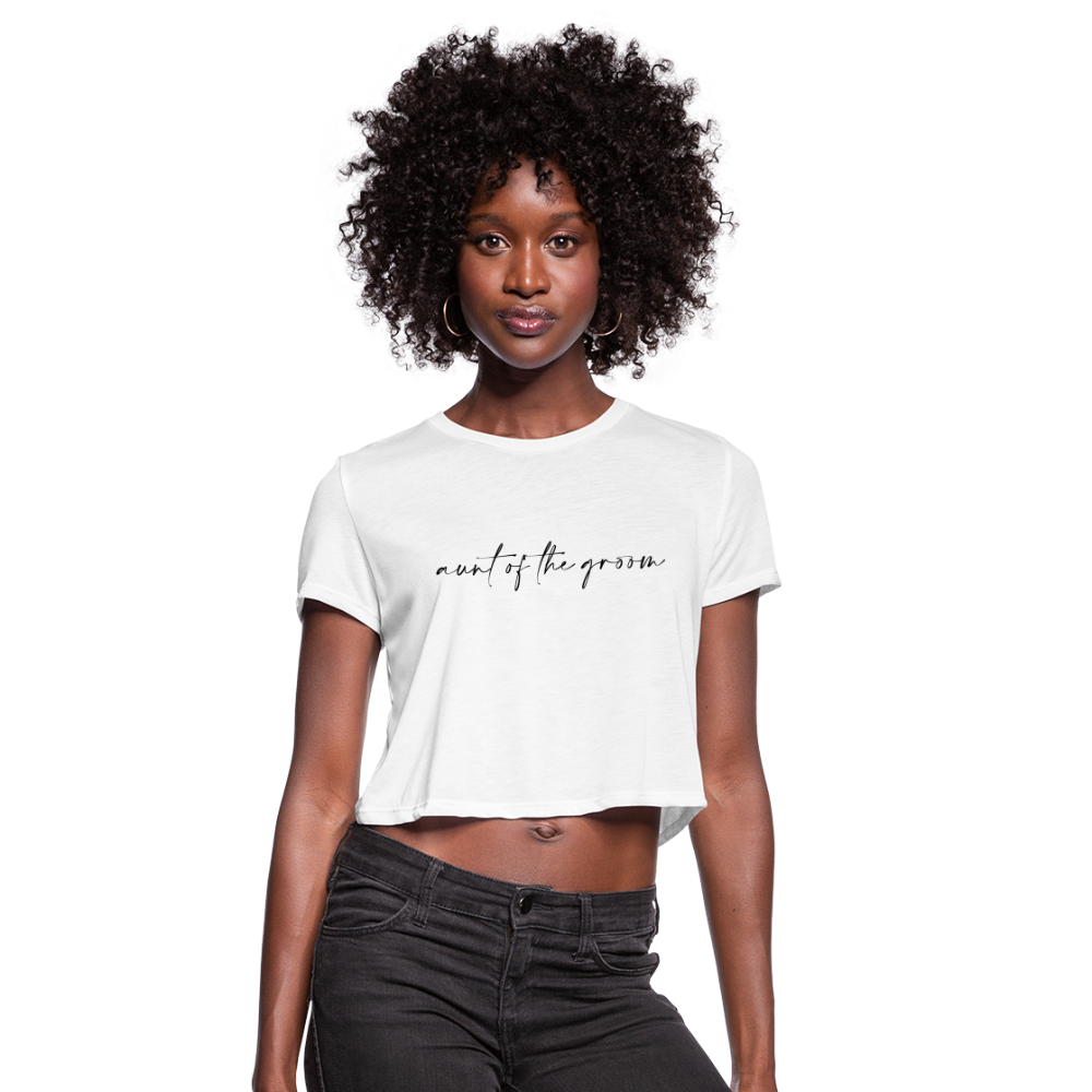 Women's Cropped T-Shirt-AC -AUNT OF THE GROOM - white