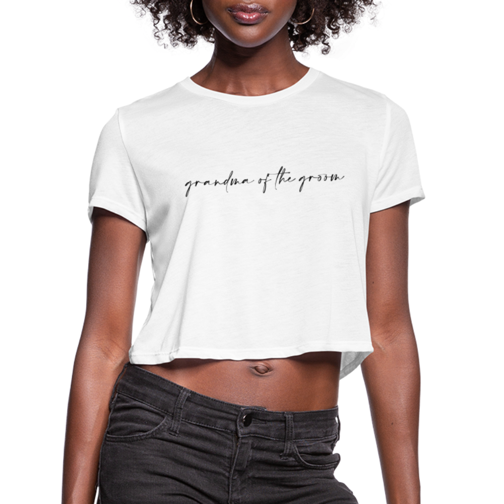 Women's Cropped T-Shirt- AC -GRANDMA OF THE GROOM - white