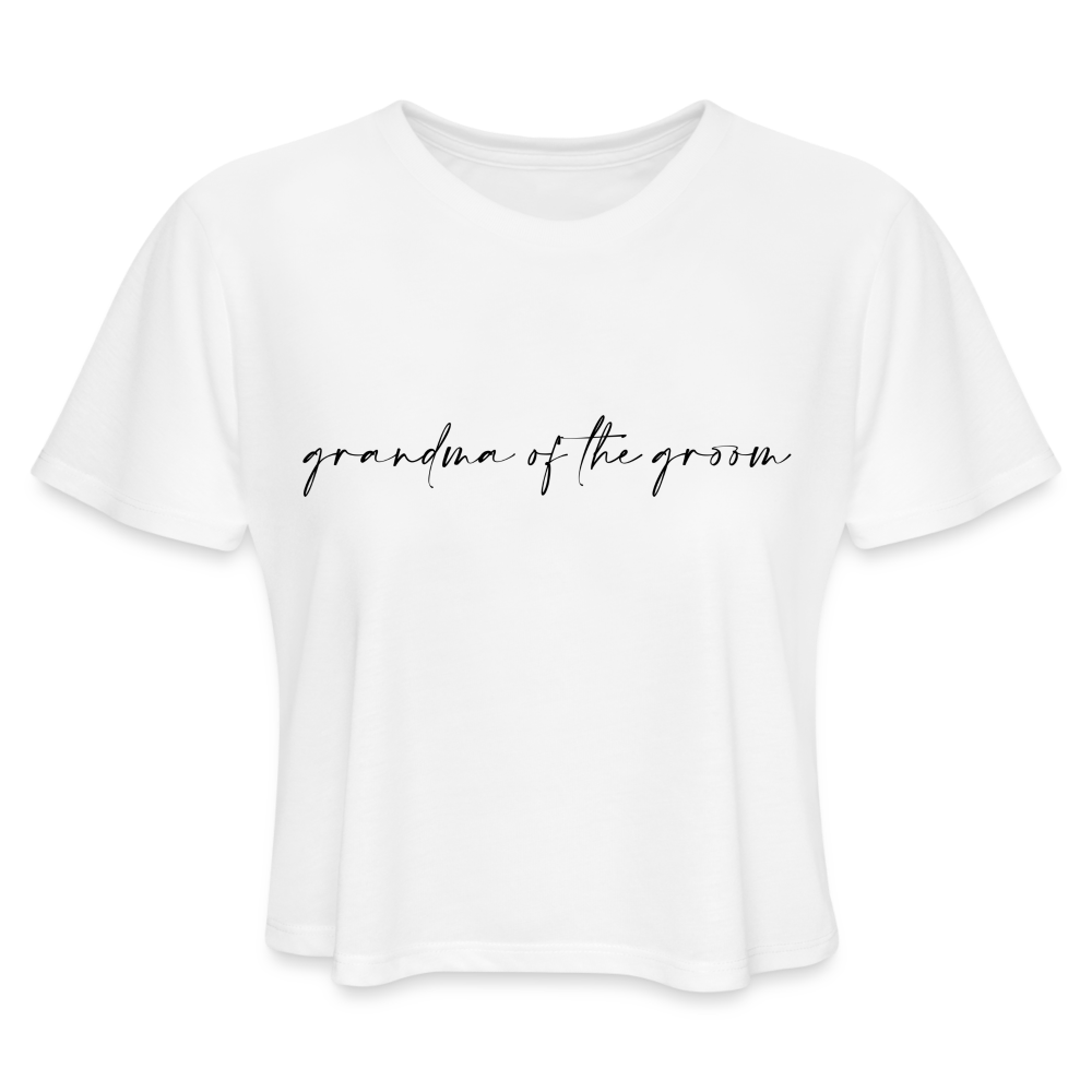 Women's Cropped T-Shirt- AC -GRANDMA OF THE GROOM - white