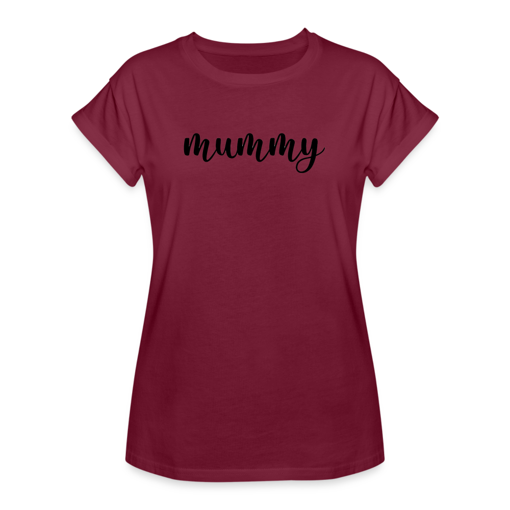 Women's Relaxed Fit T-Shirt-MUMMY - burgundy