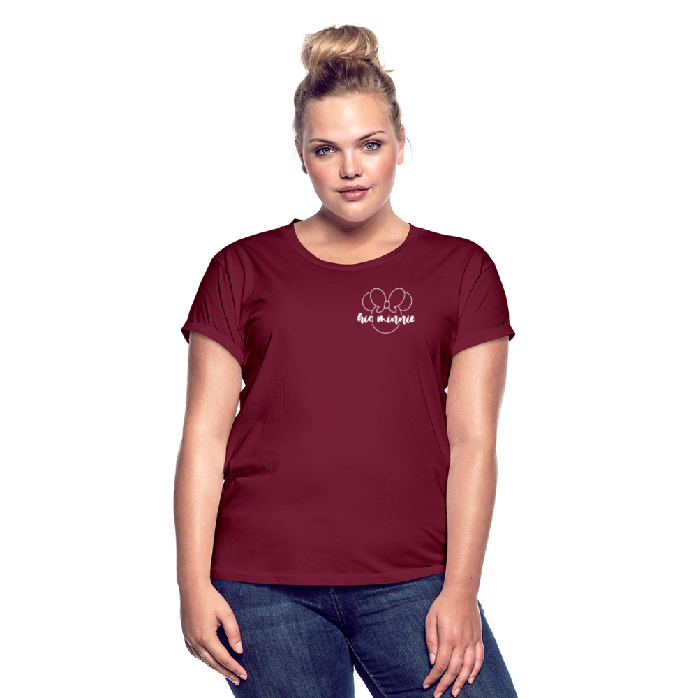 Women's Relaxed Fit T-Shirt-DL_HIS MINNIE_WHITE - burgundy