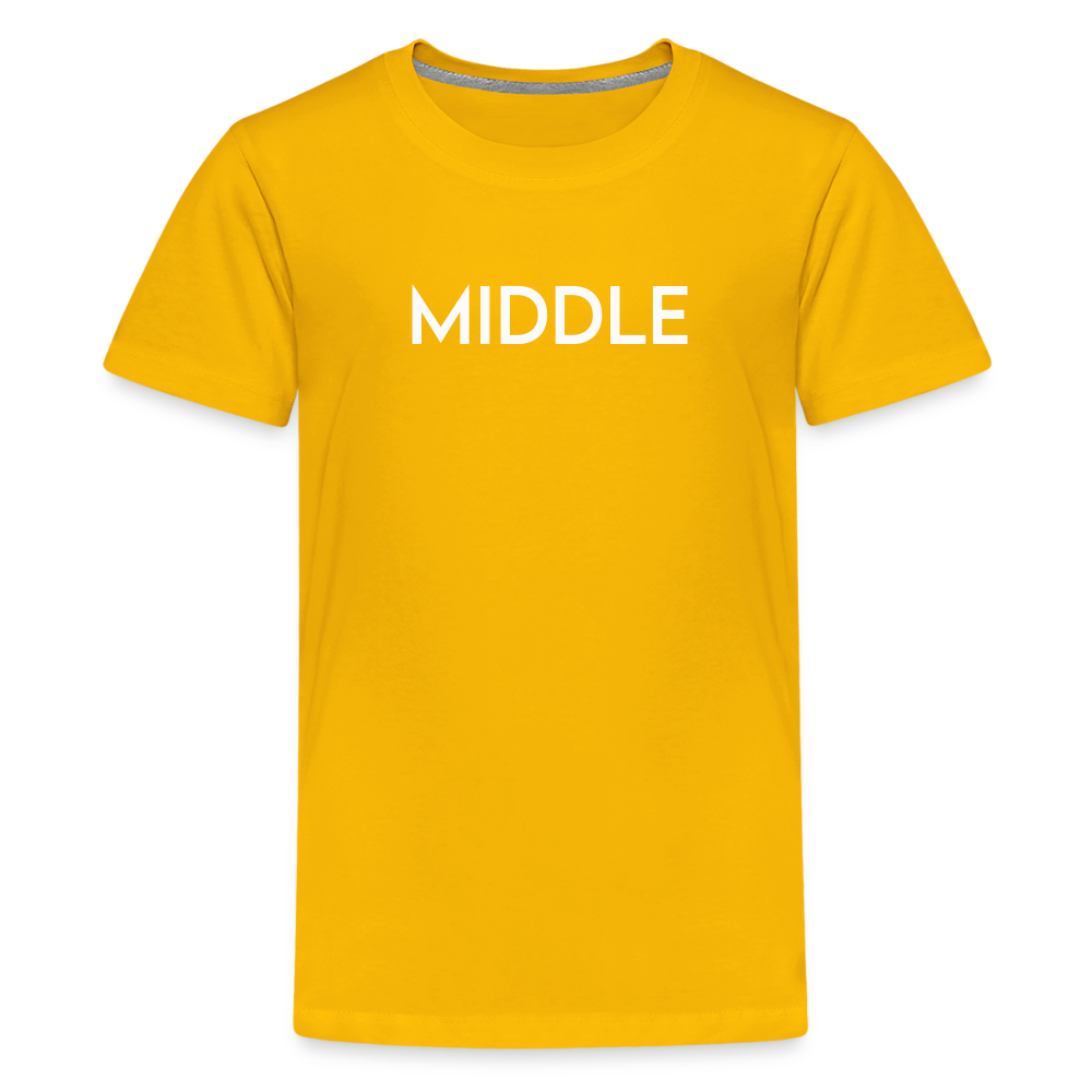 Kids' Premium T-Shirt BN MIDDLE WHITE - sun yellow