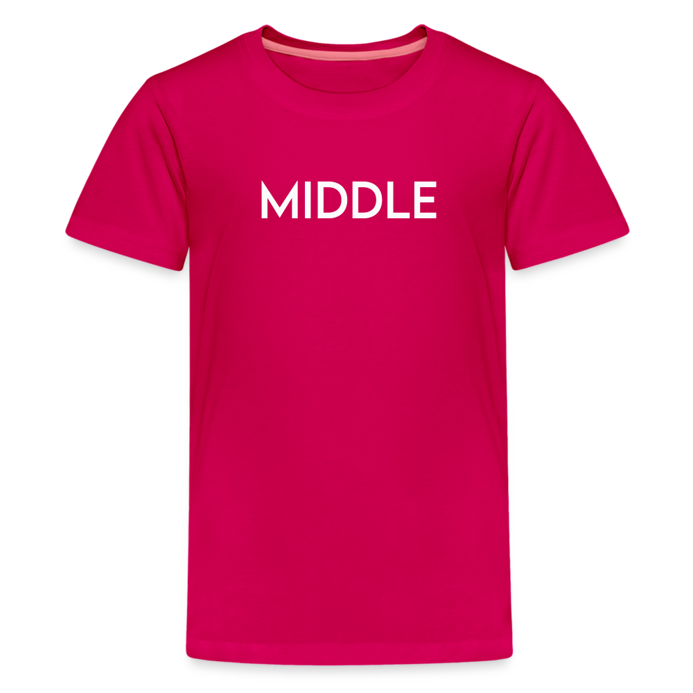Kids' Premium T-Shirt BN MIDDLE WHITE - dark pink