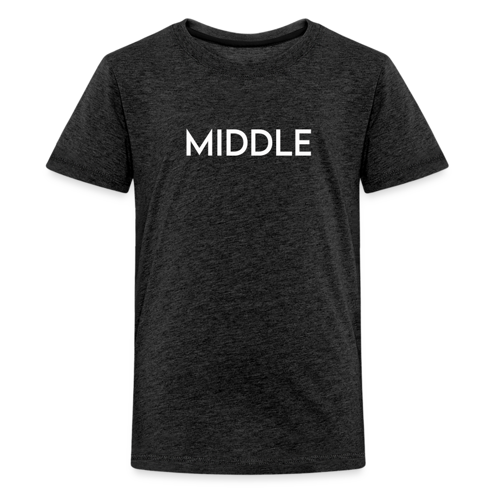 Kids' Premium T-Shirt BN MIDDLE WHITE - charcoal grey