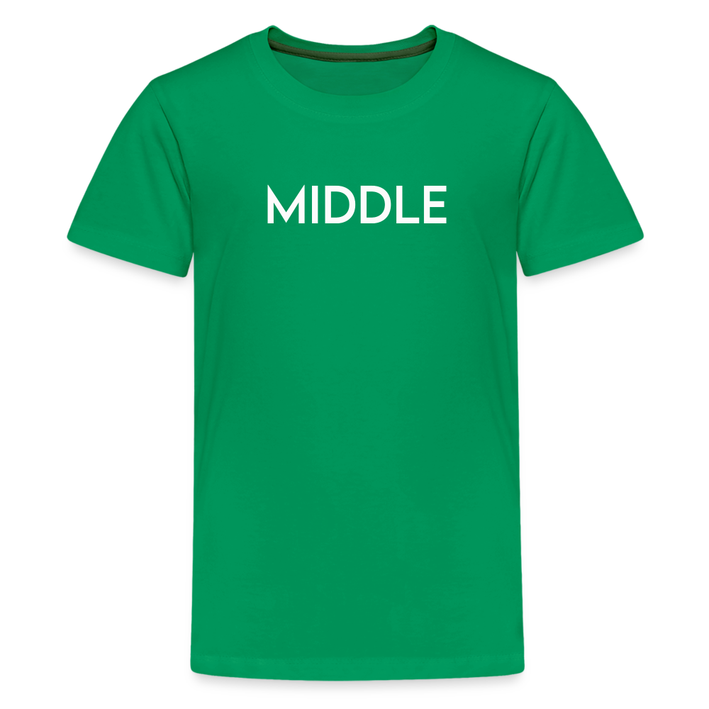 Kids' Premium T-Shirt BN MIDDLE WHITE - kelly green