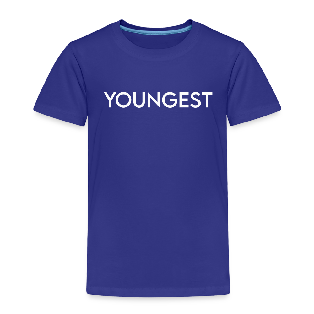 Toddler Premium T-Shirt BN YOUNGEST WHITE - royal blue