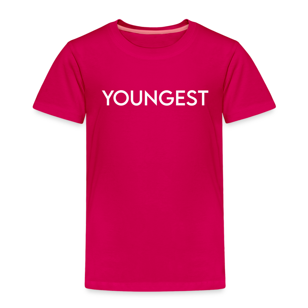 Toddler Premium T-Shirt BN YOUNGEST WHITE - dark pink