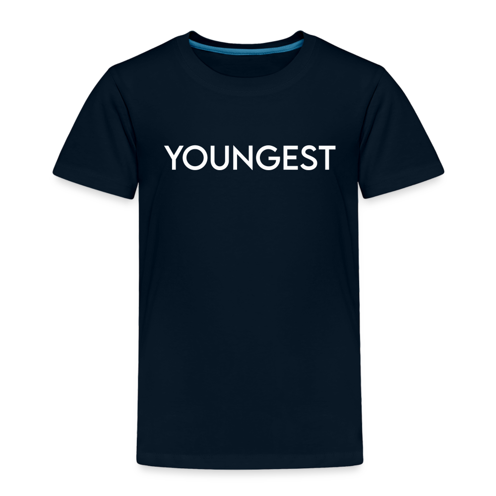 Toddler Premium T-Shirt BN YOUNGEST WHITE - deep navy