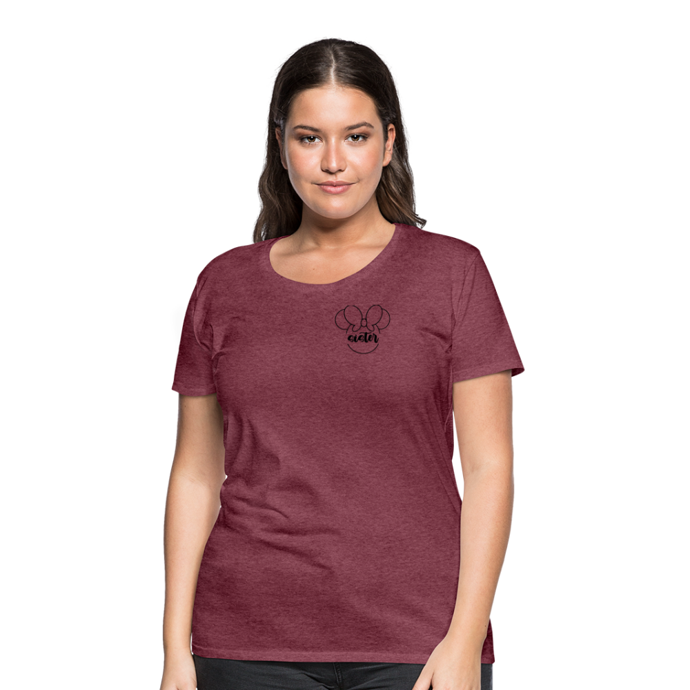 Women’s Premium T-Shirt BN MINNIE SISTER BLACK - heather burgundy