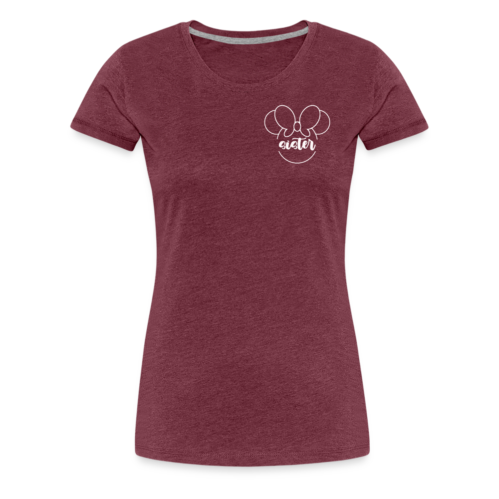 Women’s Premium T-Shirt BN MINNIE SISTER WHITE - heather burgundy